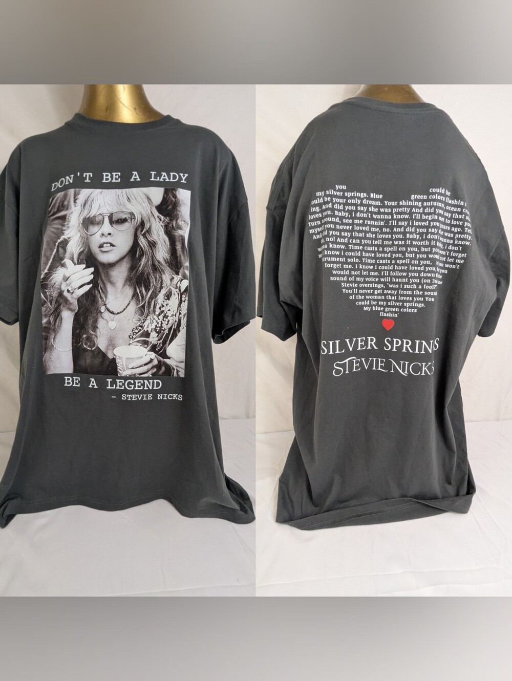 Stevie Nicks Tee Don't Be A Lady, Be A Legend Silver Springs Lyrics On Back 2XL